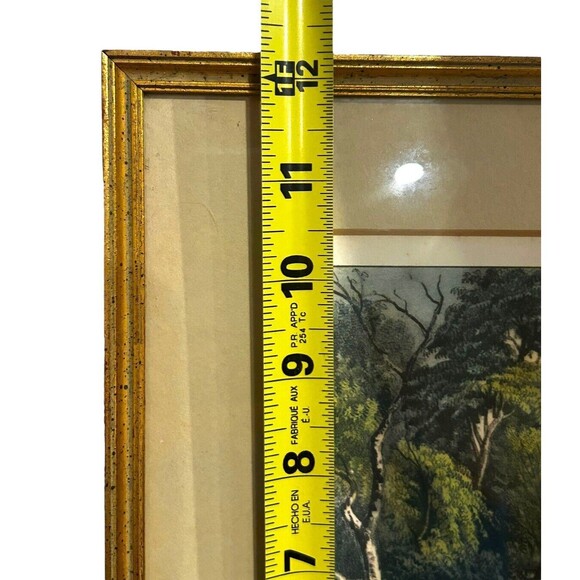 Vtg Currier & Ives Lithograph Print "The Old Ford Bridge" Professionally Framed - Picture 8 of 10
